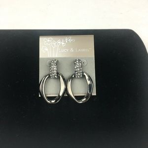 Lucy & Laurel Gunmetal Rhinestone Earrings Oval